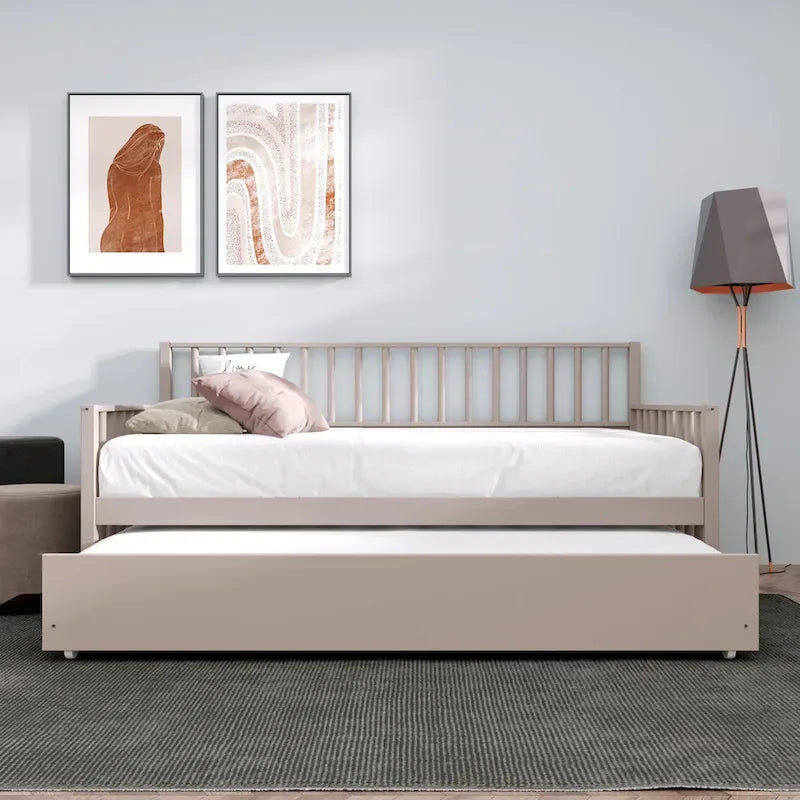 CraftPorch Classic Wooden Twin Size Daybed With Trundle