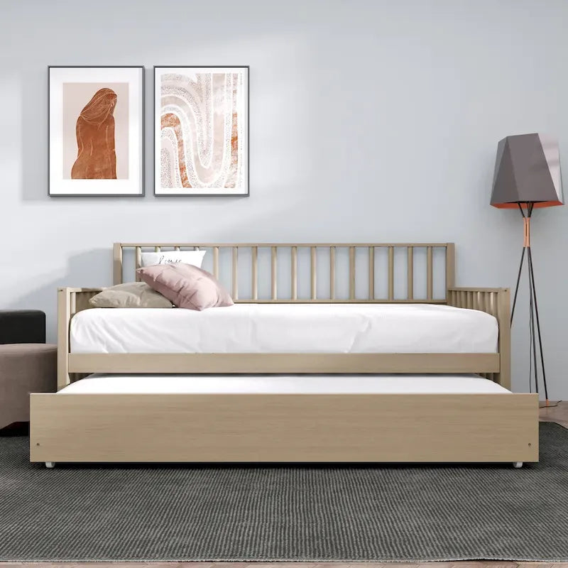 CraftPorch Classic Wooden Twin Size Daybed With Trundle