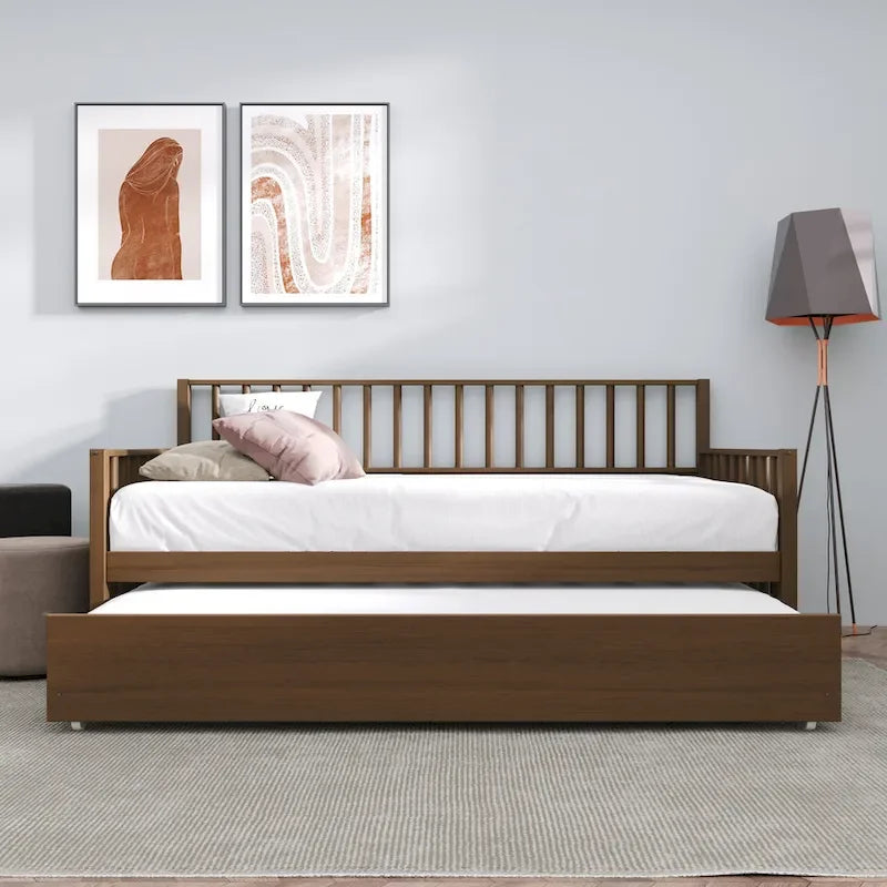 CraftPorch Classic Wooden Twin Size Daybed With Trundle