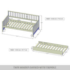 CraftPorch Classic Wooden Twin Size Daybed With Trundle