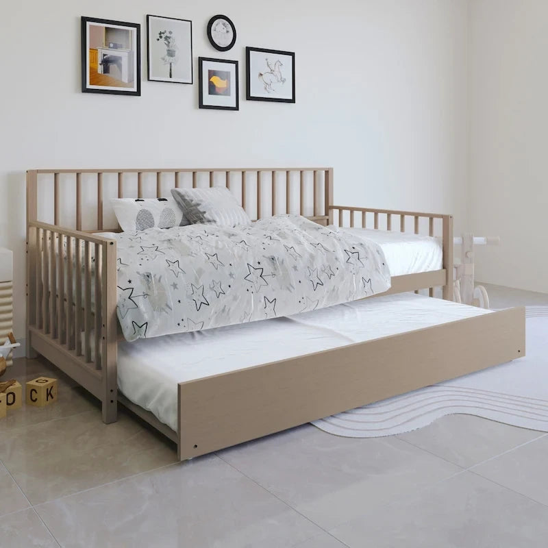 CraftPorch Classic Wooden Twin Size Daybed With Trundle