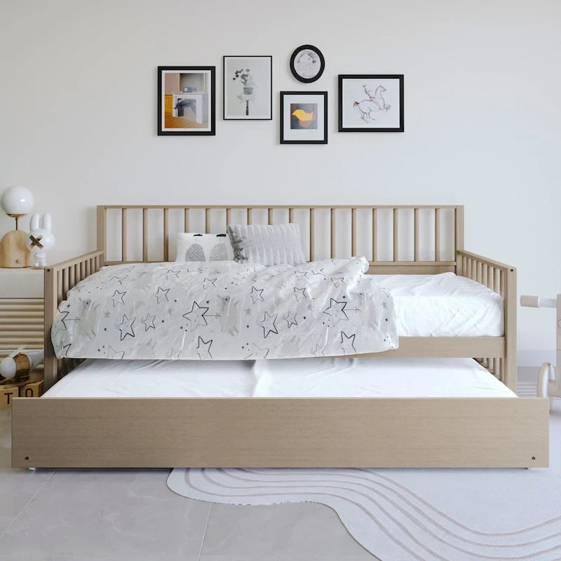 CraftPorch Classic Wooden Twin Size Daybed With Trundle