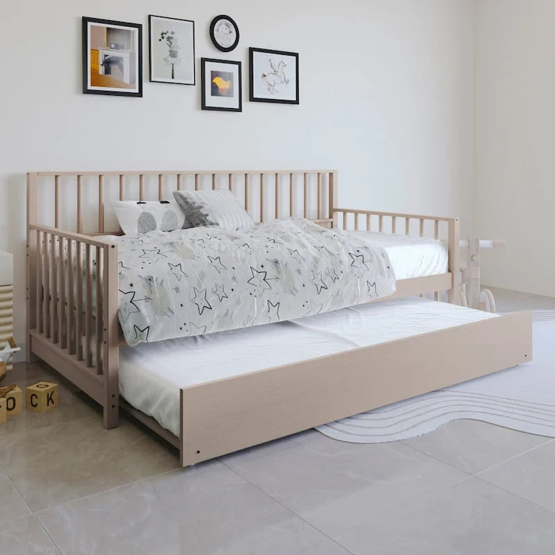 CraftPorch Classic Wooden Twin Size Daybed With Trundle