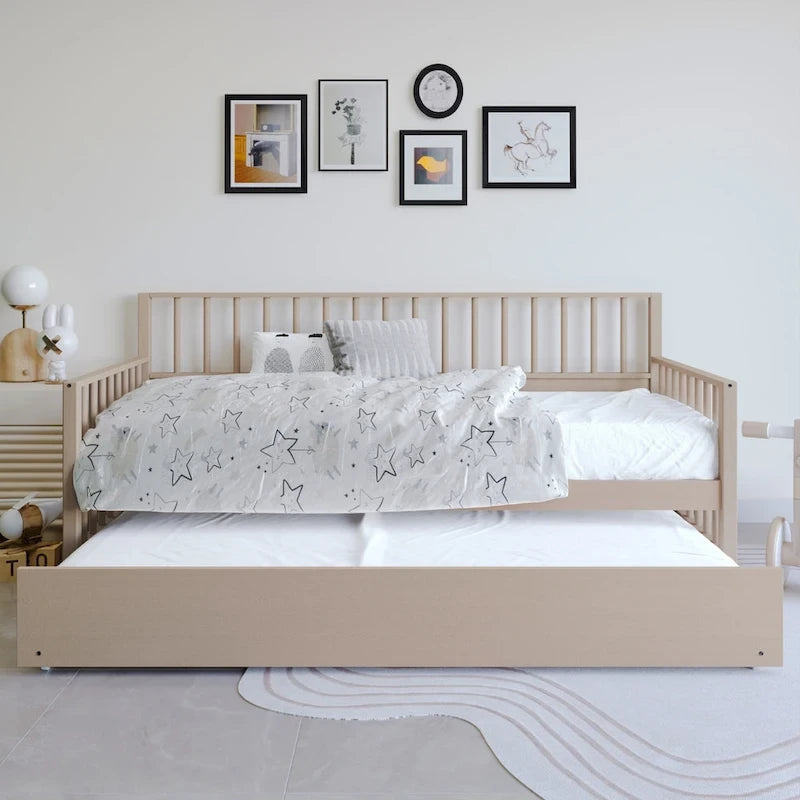 CraftPorch Classic Wooden Twin Size Daybed With Trundle