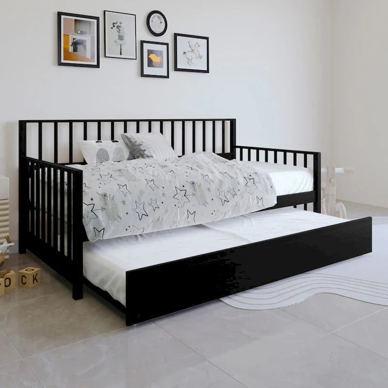 CraftPorch Classic Wooden Twin Size Daybed With Trundle