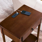 Coastal Charging Nightstand Side Table One Drawer