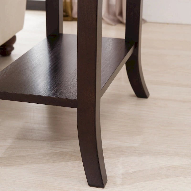 Leick Home One Drawer Traditional Cherry Tray Edge Side Table with Shelf