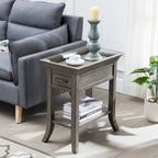 Leick Home One Drawer Traditional Cherry Tray Edge Side Table with Shelf