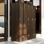 Closet Cabinet Wardrobe Armoire with Drawers, Hanging Rod Brown