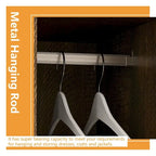 Closet Cabinet Wardrobe Armoire with Drawers, Hanging Rod Brown