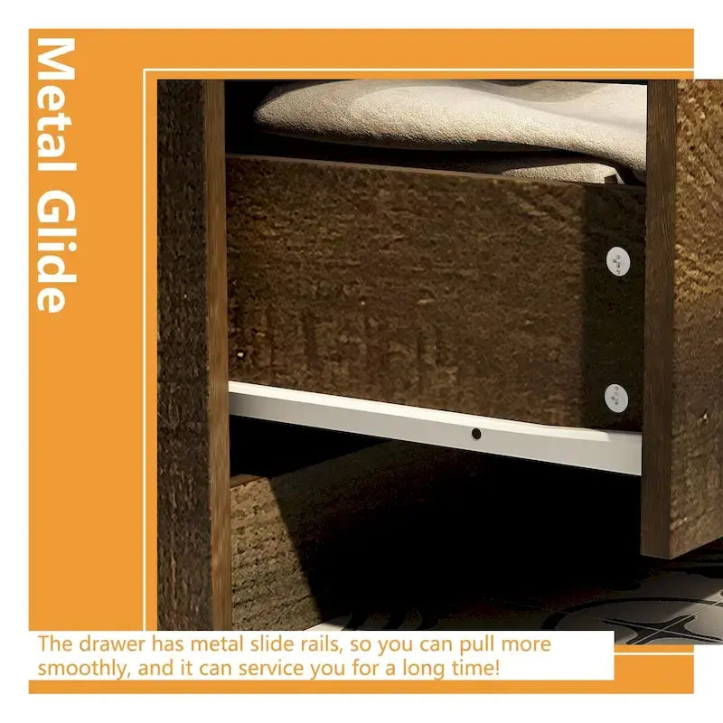 Closet Cabinet Wardrobe Armoire with Drawers, Hanging Rod Brown
