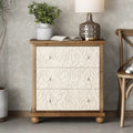 COZAYH Rustic Farmhouse 3-Drawer Nightstand with Leaves Pattern Carved, Vintage French Country Dresser Chest Accent Cabinet