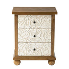 COZAYH Rustic Farmhouse 3-Drawer Nightstand with Leaves Pattern Carved, Vintage French Country Dresser Chest Accent Cabinet