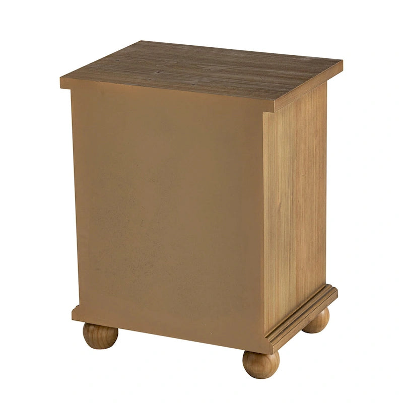 COZAYH Rustic Farmhouse 3-Drawer Nightstand with Leaves Pattern Carved, Vintage French Country Dresser Chest Accent Cabinet