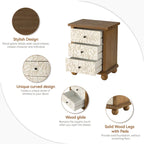 COZAYH Rustic Farmhouse 3-Drawer Nightstand with Leaves Pattern Carved, Vintage French Country Dresser Chest Accent Cabinet