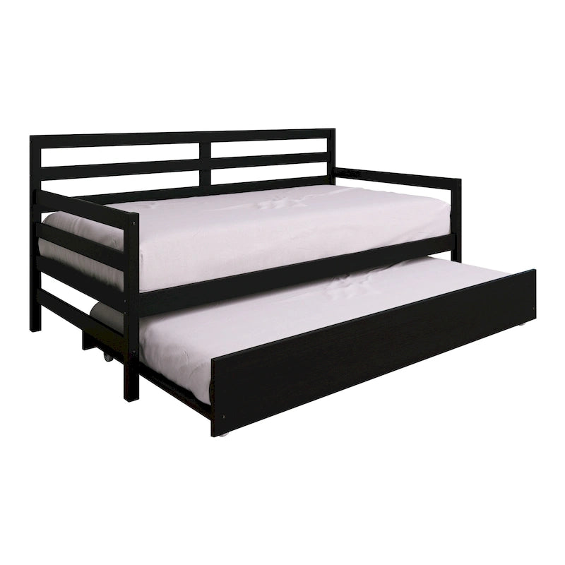 CraftPorch Rustic Wooden Twin Size Daybed With Trundle
