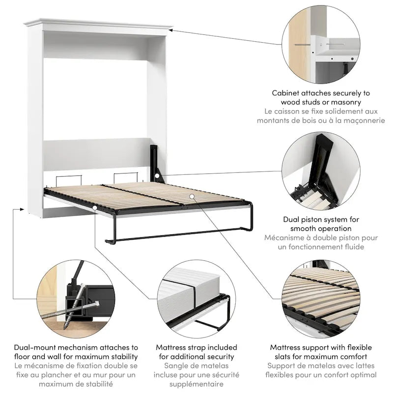 Versatile 70W Queen Murphy Bed for Multipurpose Room by Bestar
