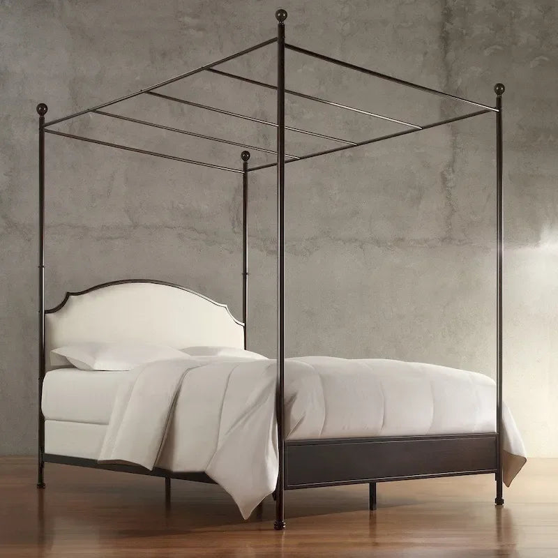 Andover Cream Linen Canopy Poster Bed by iNSPIRE Q Classic