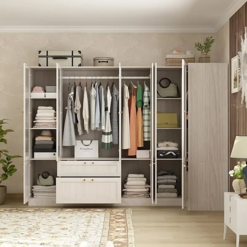 Combo Elegant Light Gray Wardrobe Modular Closet Configuration Armoire