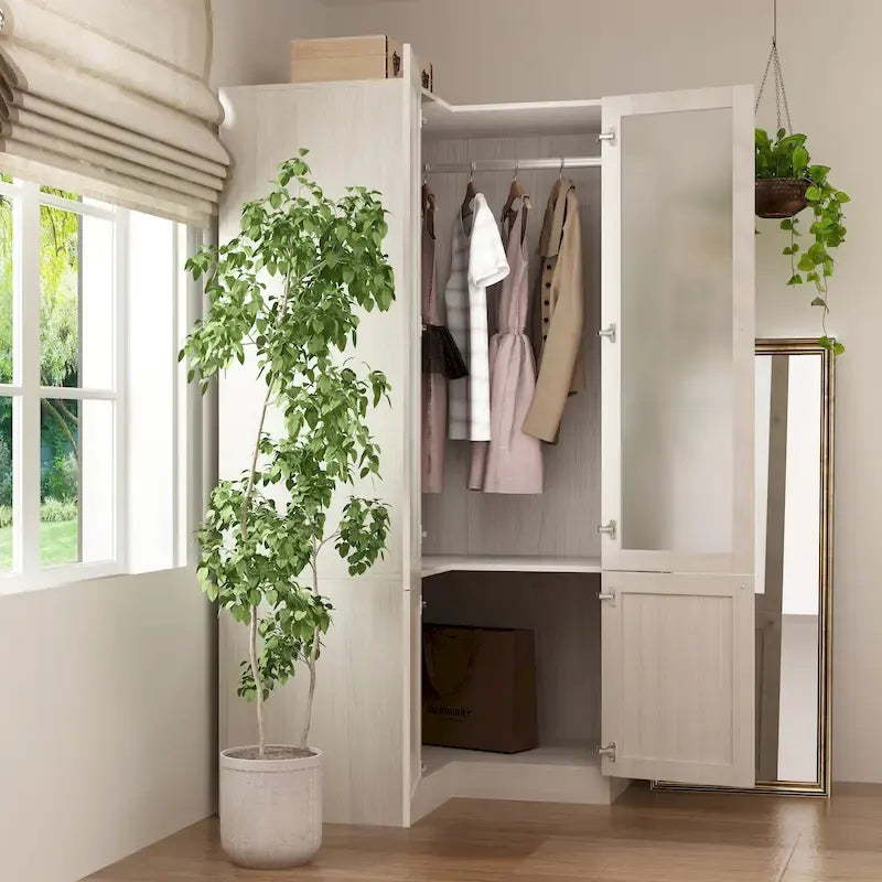 Combo Elegant Light Gray Wardrobe Modular Closet Configuration Armoire