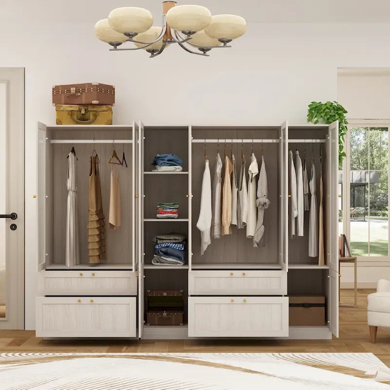 Combo Elegant Light Gray Wardrobe Modular Closet Configuration Armoire