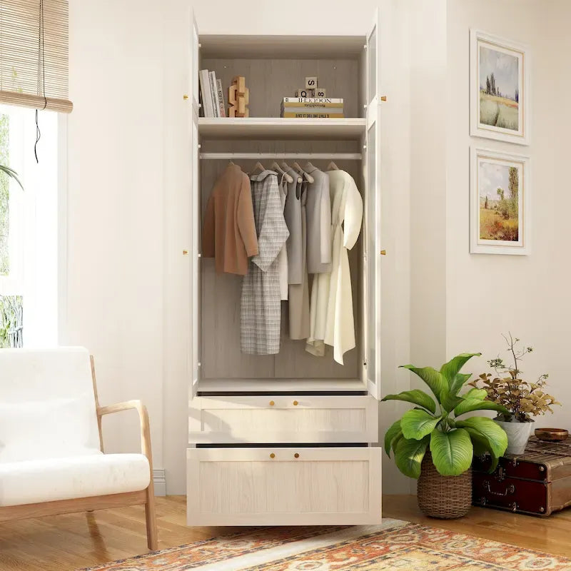Combo Elegant Light Gray Wardrobe Modular Closet Configuration Armoire