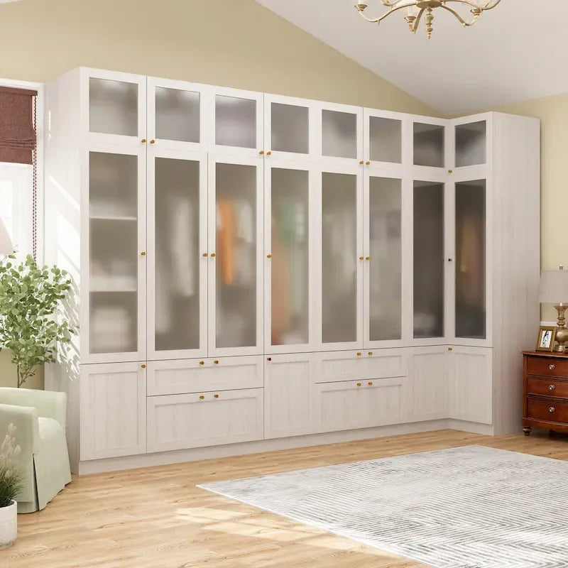 Combo Elegant Light Gray Wardrobe Modular Closet Configuration Armoire