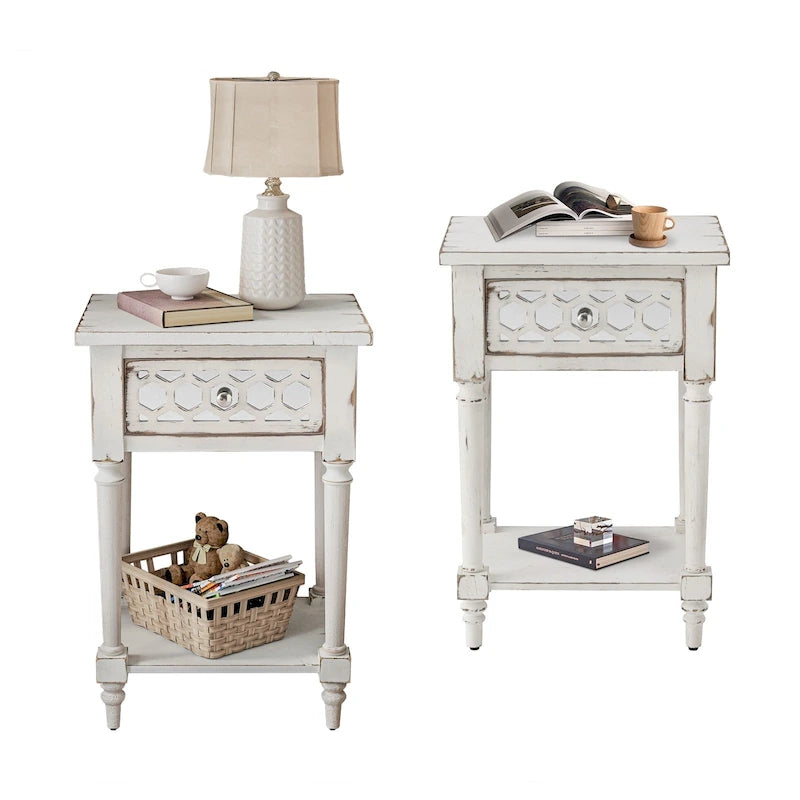 COSIEST Mid-Century Modern Nightstands with Drawer (Set of 2)