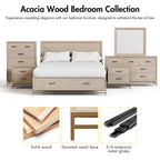 Furniture of America Drayden Transitional Oak Solid Wood 2-Drawer Nightstand with Metal Legs