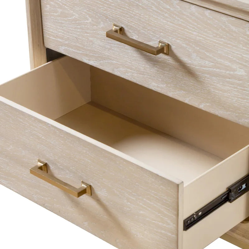 Furniture of America Drayden Transitional Oak Solid Wood 2-Drawer Nightstand with Metal Legs
