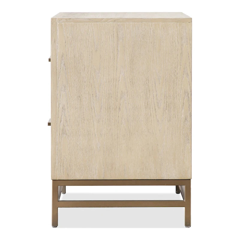 Furniture of America Drayden Transitional Oak Solid Wood 2-Drawer Nightstand with Metal Legs
