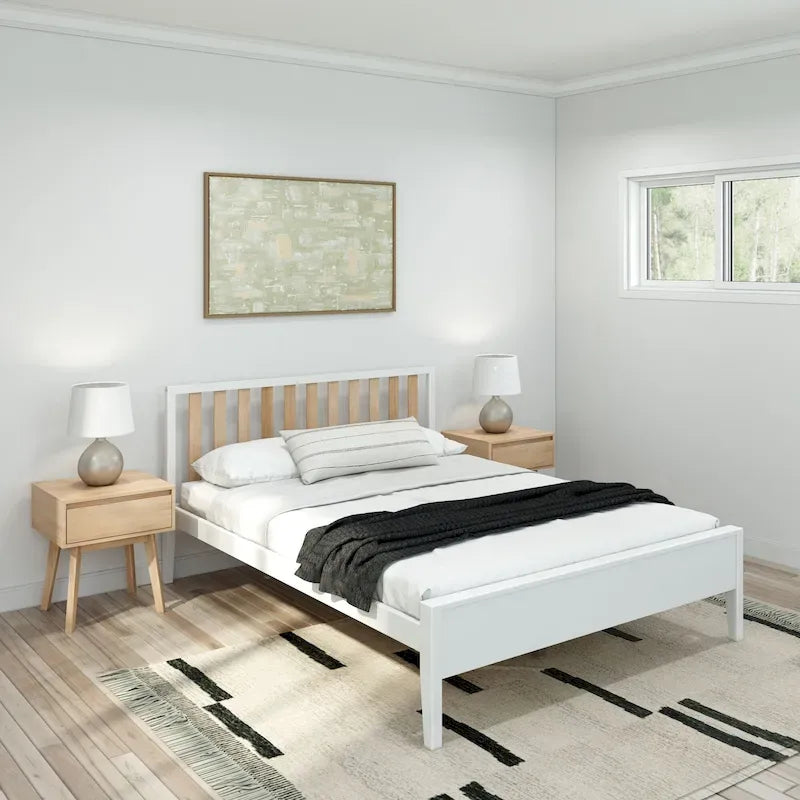 Plank and Beam Modern Queen-Size Bed with Slatted Headboard