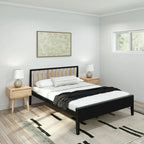 Plank and Beam Modern Queen-Size Bed with Slatted Headboard