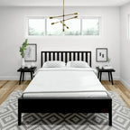 Plank and Beam Modern Queen-Size Bed with Slatted Headboard