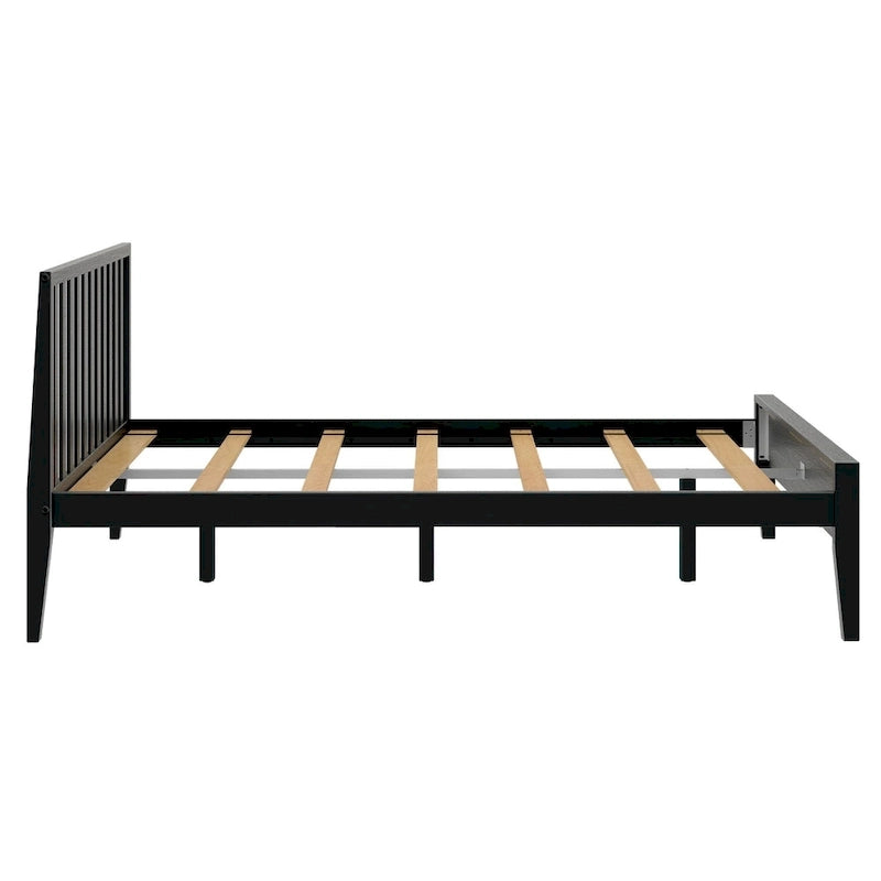 Plank and Beam Modern Queen-Size Bed with Slatted Headboard