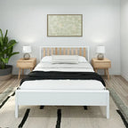 Plank and Beam Modern Queen-Size Bed with Slatted Headboard