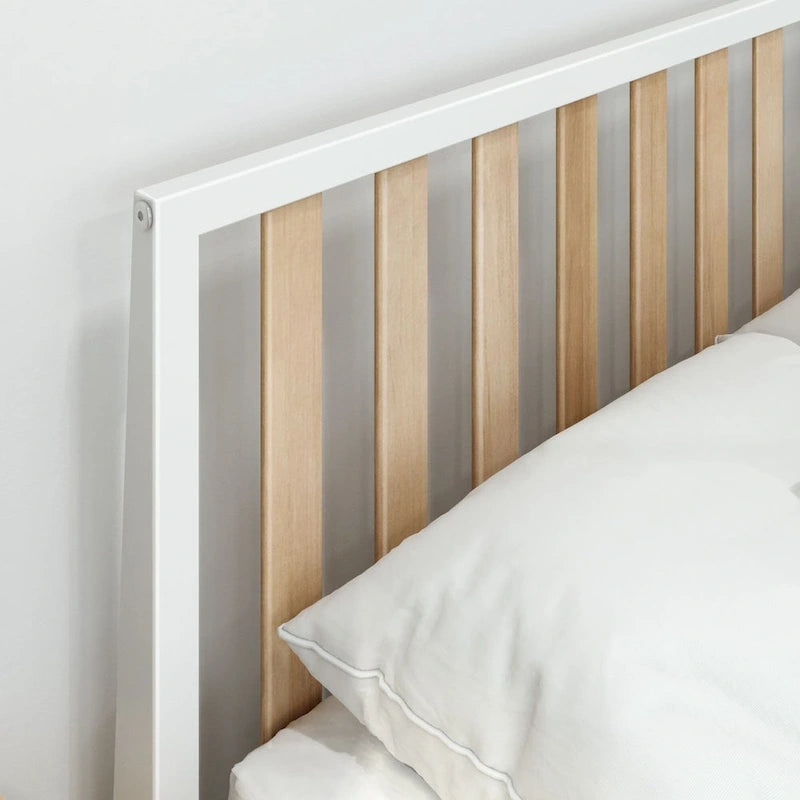 Plank and Beam Modern Queen-Size Bed with Slatted Headboard