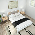 Plank and Beam Modern Queen-Size Bed with Slatted Headboard