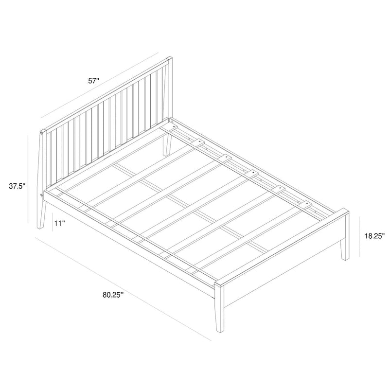 Plank and Beam Modern Queen-Size Bed with Slatted Headboard