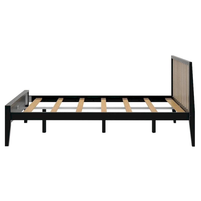 Plank and Beam Modern Queen-Size Bed with Slatted Headboard