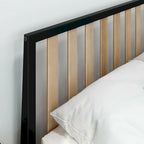 Plank and Beam Modern Queen-Size Bed with Slatted Headboard