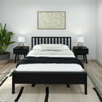 Plank and Beam Modern Queen-Size Bed with Slatted Headboard