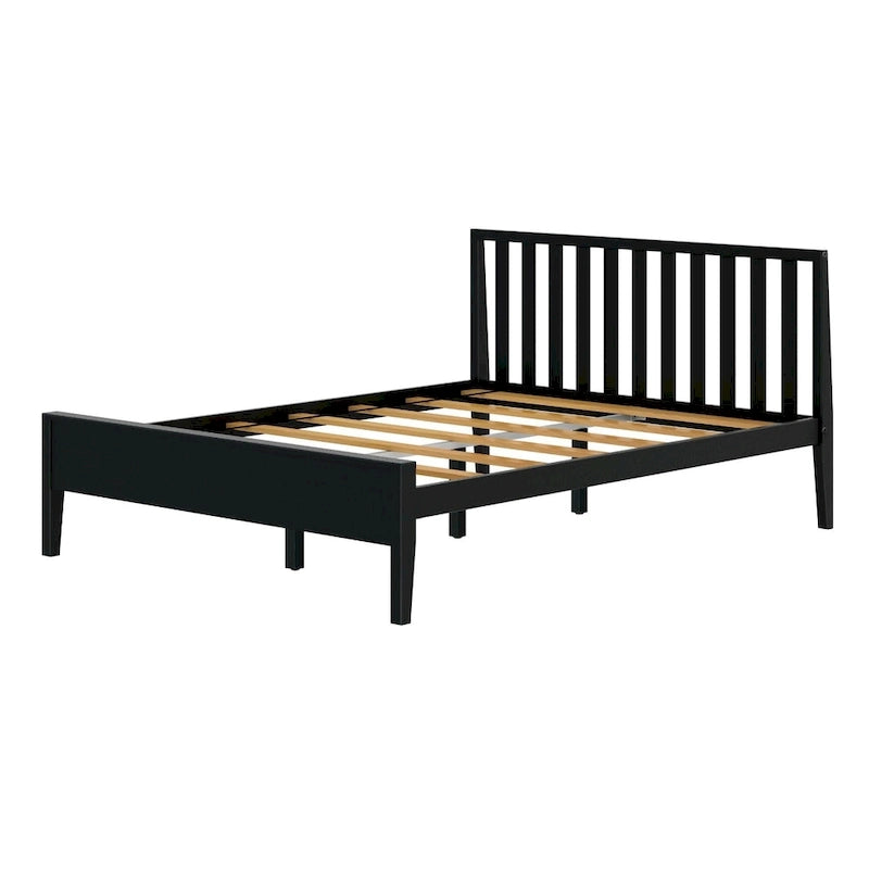 Plank and Beam Modern Queen-Size Bed with Slatted Headboard