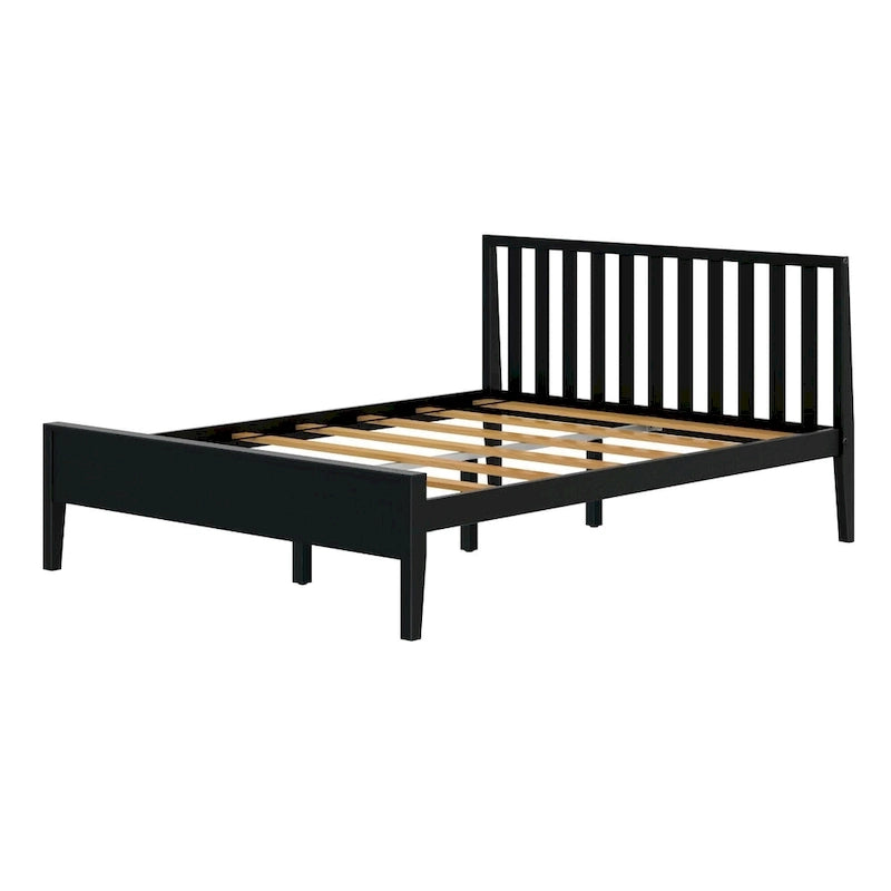 Plank and Beam Modern Queen-Size Bed with Slatted Headboard