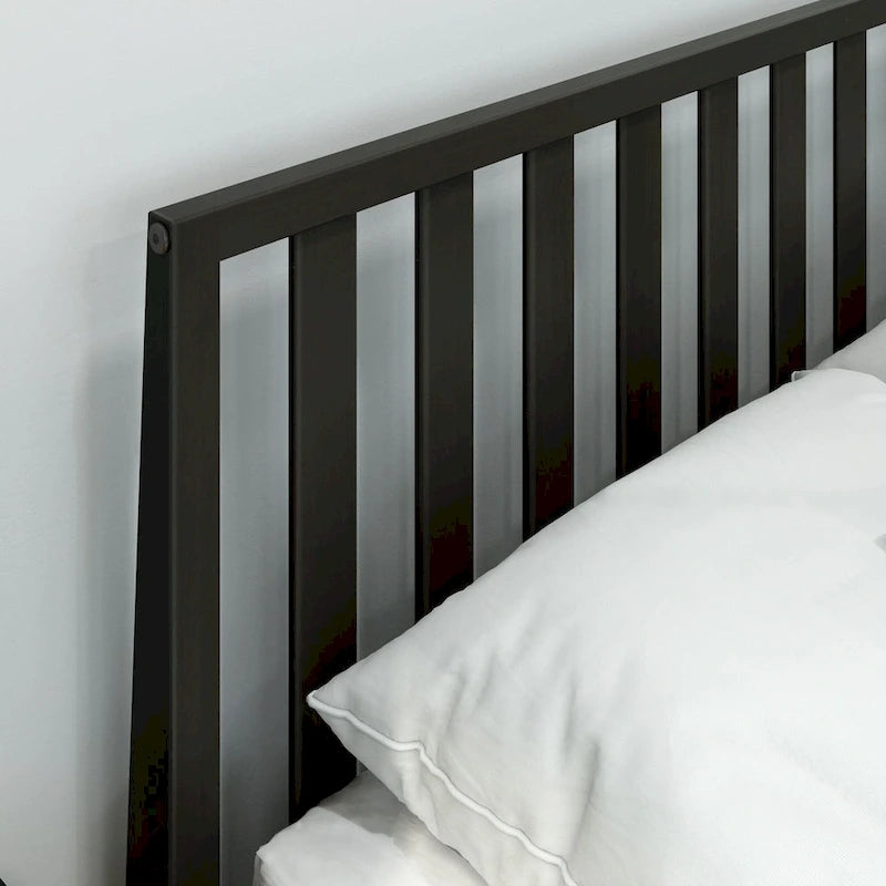 Plank and Beam Modern Queen-Size Bed with Slatted Headboard
