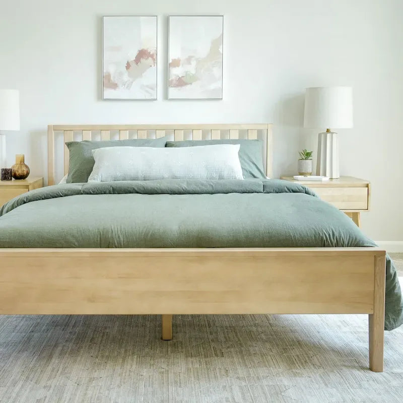 Plank and Beam Modern Queen-Size Bed with Slatted Headboard