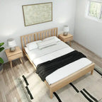 Plank and Beam Modern Queen-Size Bed with Slatted Headboard