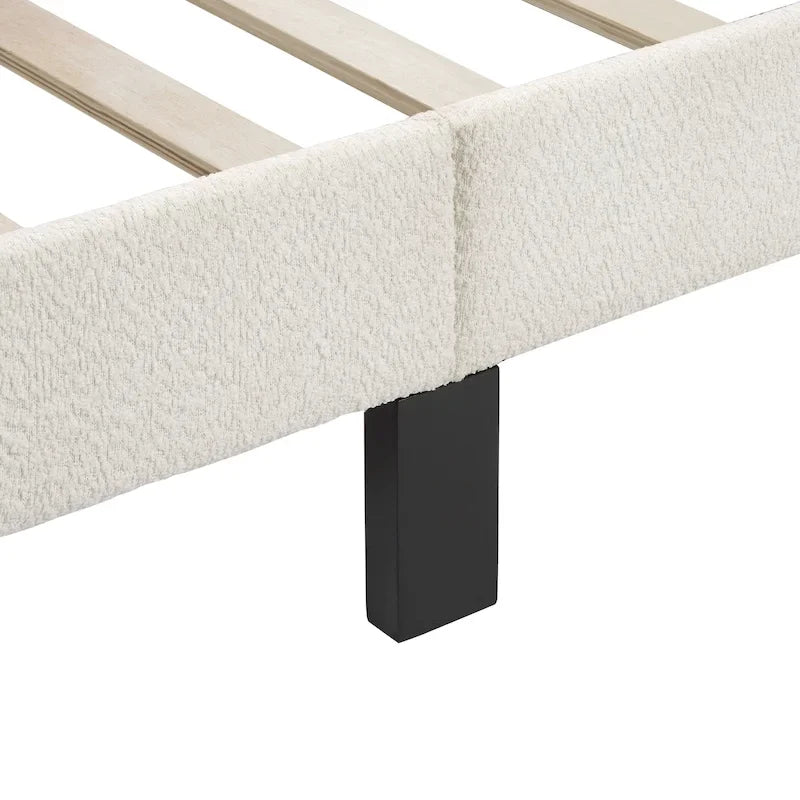 Furniture of America Gail Modern White Boucle Adjustable Queen-Size Platform Bed
