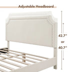 Furniture of America Gail Modern White Boucle Adjustable Queen-Size Platform Bed