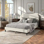 Furniture of America Gail Modern White Boucle Adjustable Queen-Size Platform Bed